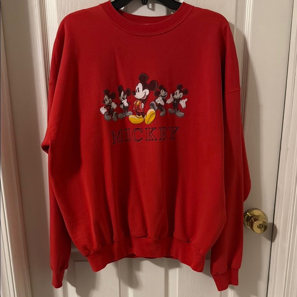 Disney Red Mickey Mouse Crewneck Sweatshirt